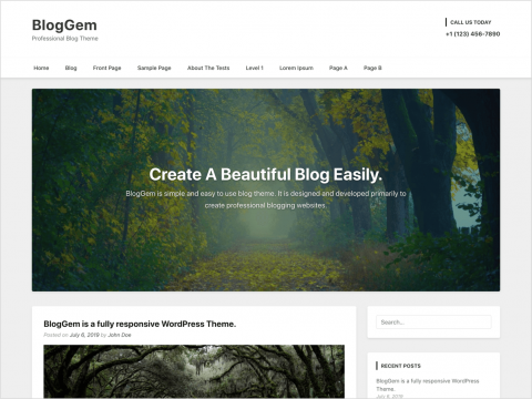 WordPress Blog Theme - BlogGem - Free