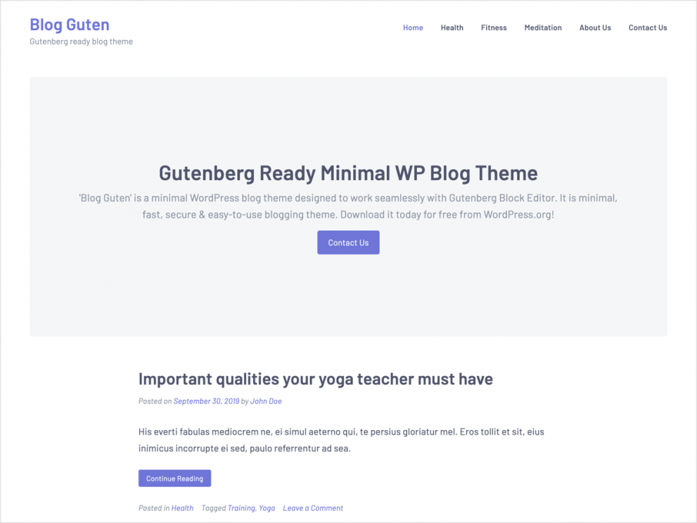 Blog Guten - Gutenberg WordPress Blog Theme